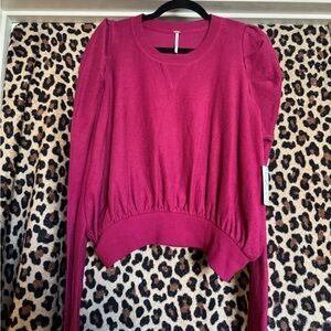Free People “Blossom” Sweater – Raspberry, Size M